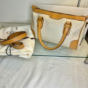 Vintage Gucci GG Supreme Canvas Leather Boston Bag ID 002 39 0069 w Strap READ